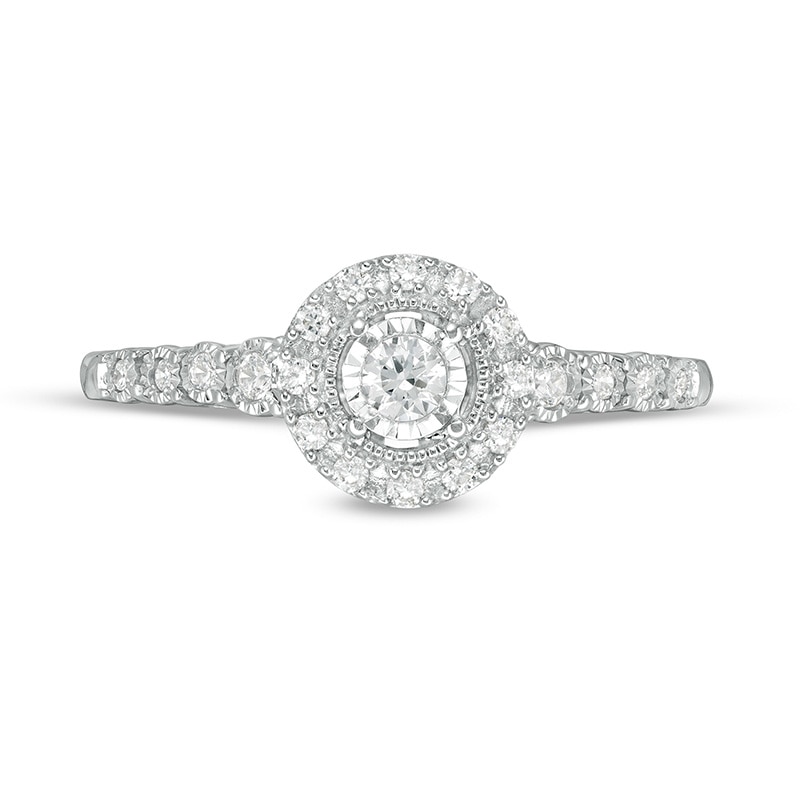 Main Image 4 of Previously Owned - 1/4 CT. T.W. Diamond Frame Promise Ring in 10K White Gold