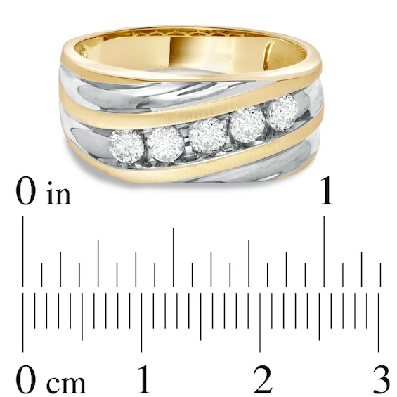 Previously Owned - Men's 1/2 CT. T.w. Diamond Slant Wedding Band in 14K Two-Tone Gold
