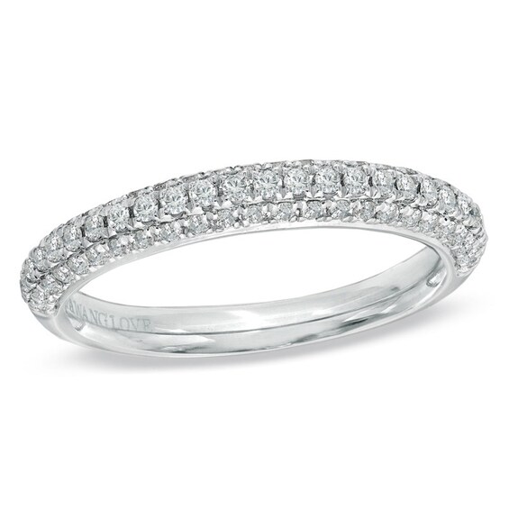 Previously Owned - Vera Wang Love Collection 1/2 CT. T.w. Diamond Three Row Anniversary Band in 14K White Gold