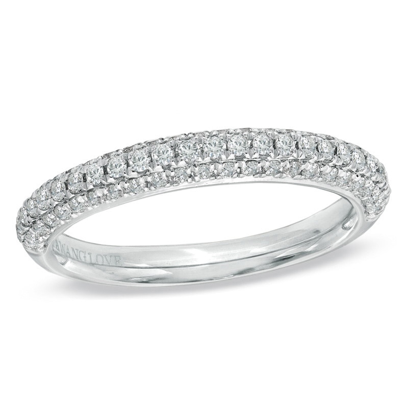 Main Image 1 of Previously Owned - Vera Wang Love Collection 1/2 CT. T.W. Diamond Three Row Anniversary Band in 14K White Gold