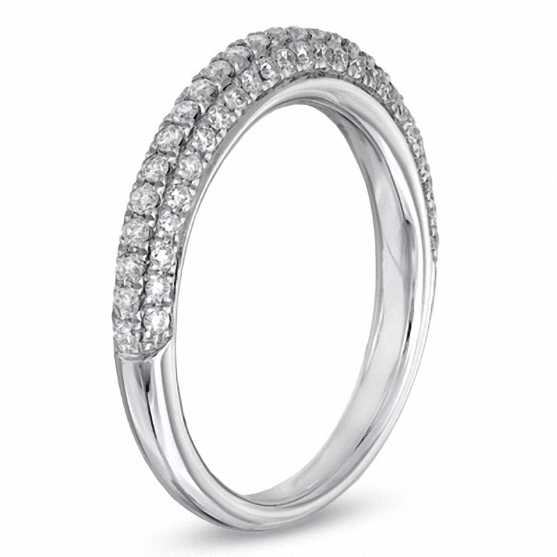 Main Image 3 of Previously Owned - Vera Wang Love Collection 1/2 CT. T.W. Diamond Three Row Anniversary Band in 14K White Gold