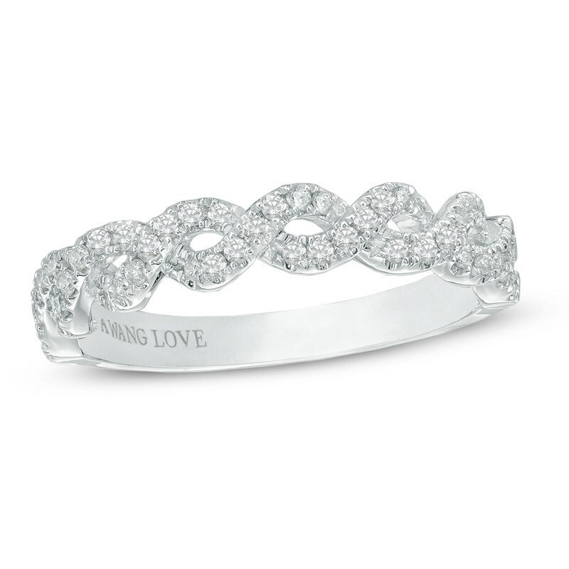 Main Image 1 of Previously Owned - Vera Wang Love Collection 1/4 CT. T.W. Diamond Braided Band in 14K White Gold