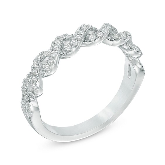 Previously Owned - Vera Wang Love Collection 1/4 CT. T.w. Diamond Braided Band in 14K White Gold