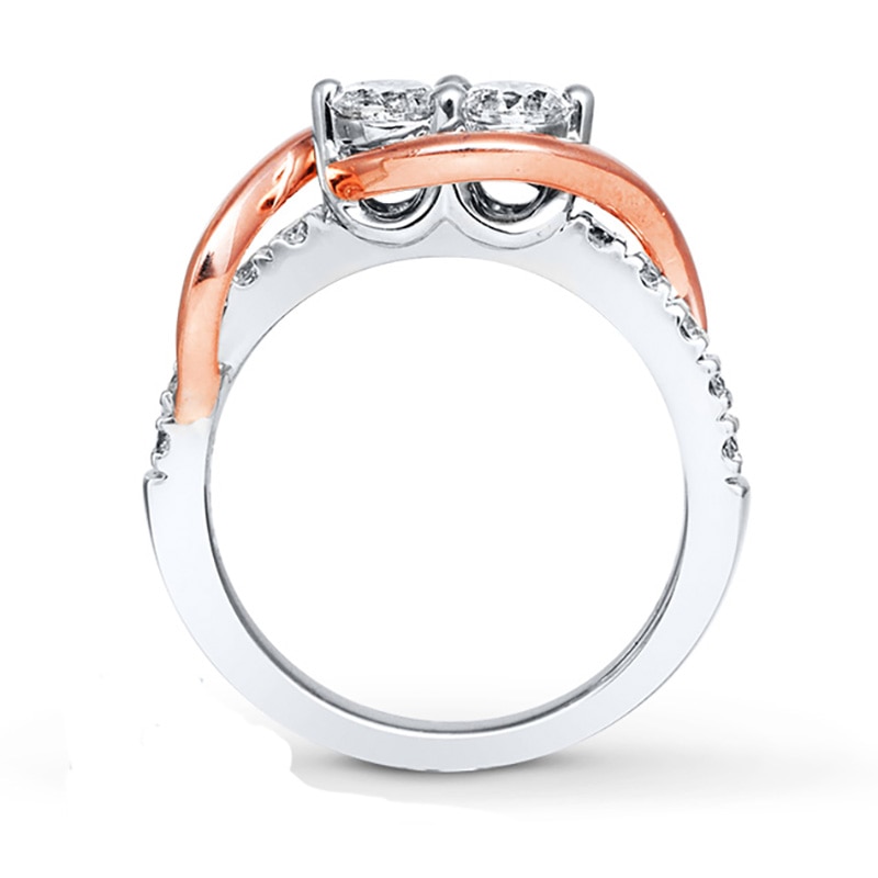 Main Image 2 of Previously Owned - Ever Us® 3/4 CT. T.W. Two-Stone Diamond Swirl Band in 14K Two-Tone Gold