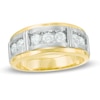 Thumbnail Image 1 of Previously Owned - Men's 1 CT. T.W. Diamond Seven Stone Bar Wedding Band in 10K Two-Tone Gold