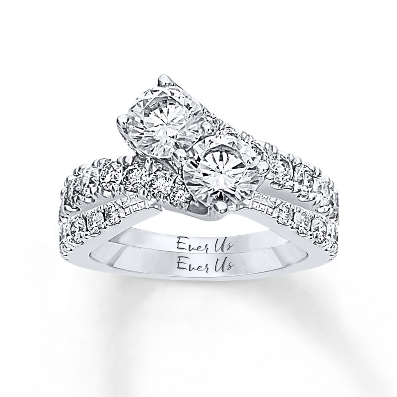 Main Image 3 of Previously Owned - Ever Us® 3 CT. T.W. Two-Stone Diamond Bypass Ring in 14K White Gold