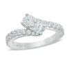 Thumbnail Image 1 of Previously Owned - Ever Us® 1-1/2 CT. T.W. Two-Stone Diamond Bypass Ring in 14K White Gold