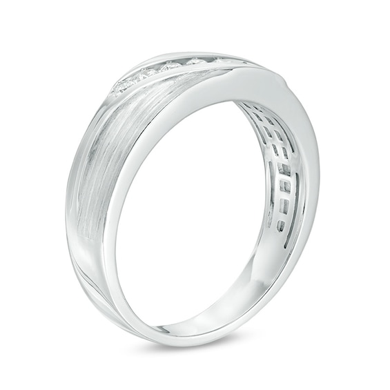 Previously Owned - 1/4 CT. T.w. Diamond Seven Stone Slant Wedding Band in 10K White Gold
