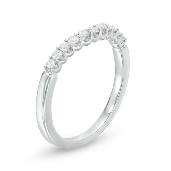 Previously Owned - 1/4 CT. T.w. Diamond Contour Wedding Band in 14K White Gold