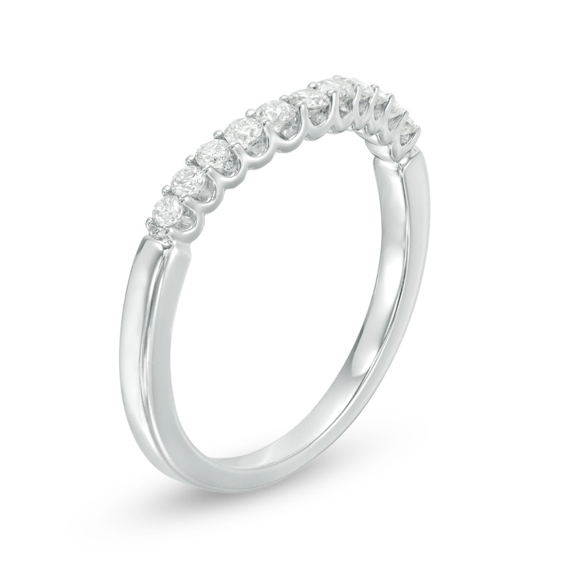 Main Image 2 of Previously Owned - 1/4 CT. T.W. Diamond Contour Wedding Band in 14K White Gold