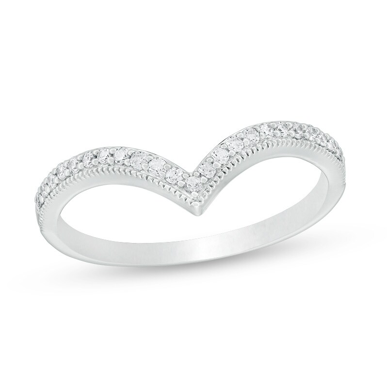 Main Image 1 of Previously Owned - 1/6 CT. T.W. Diamond Chevron Vintage-Style Anniversary Band in 10K White Gold