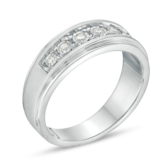 Previously Owned - 1/6 CT. T.w. Diamond Seven Stone Wedding Band in Sterling Silver