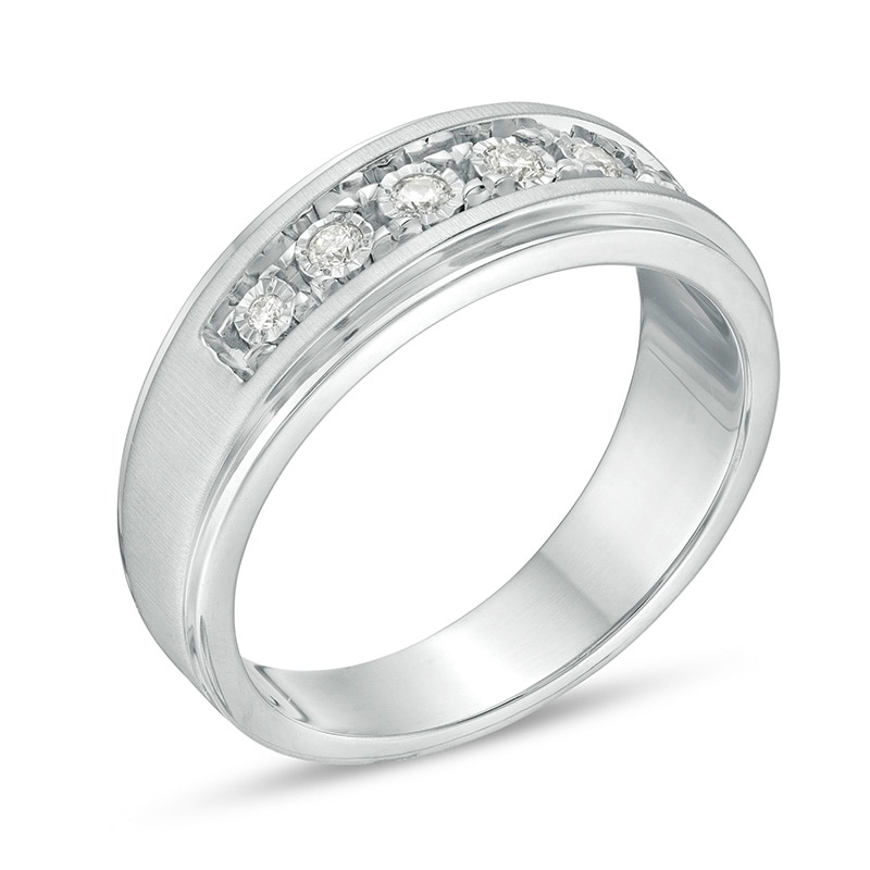 Main Image 2 of Previously Owned - 1/6 CT. T.W. Diamond Seven Stone Wedding Band in Sterling Silver