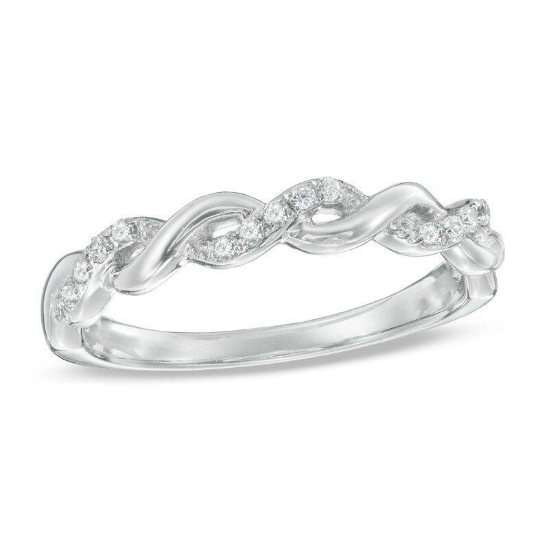 Main Image 1 of Previously Owned - 1/8 CT. T.W. Diamond Braid Band in 10K White Gold