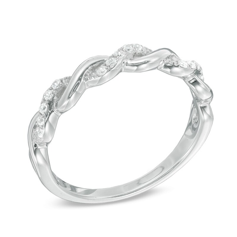Main Image 2 of Previously Owned - 1/8 CT. T.W. Diamond Braid Band in 10K White Gold