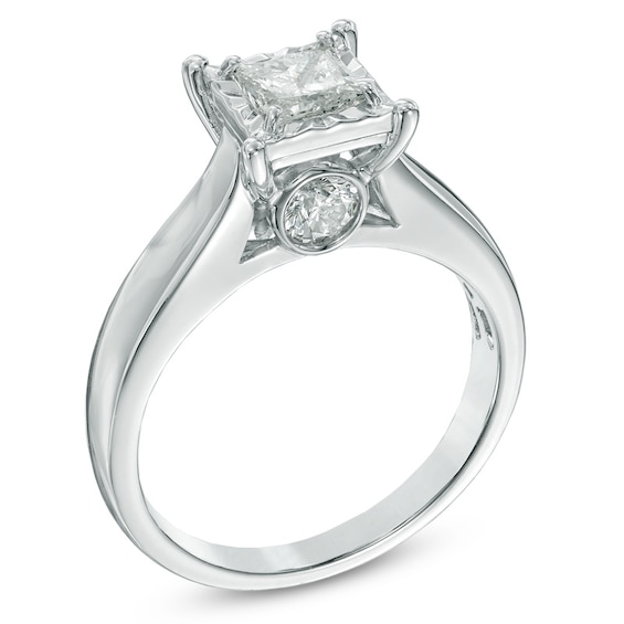 Previously Owned - 1 CT. T.w. Princess-Cut Diamond Engagement Ring in 14K White Gold (J/I3)