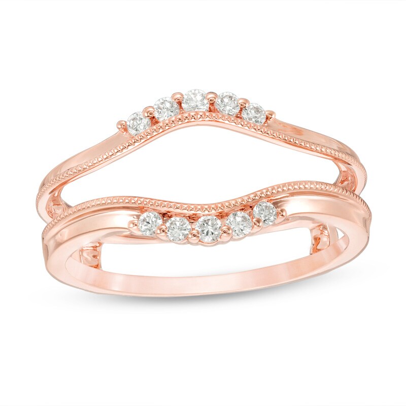 Main Image 1 of Previously Owned - 1/5 CT. T.W. Diamond Contour Vintage-Style Solitaire Enhancer in 14K Rose Gold