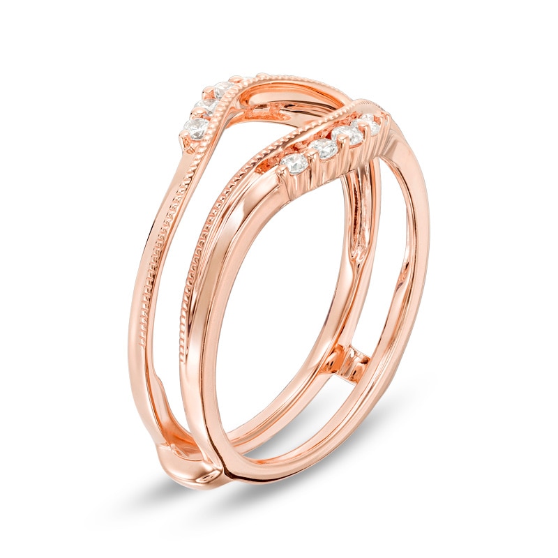 Main Image 2 of Previously Owned - 1/5 CT. T.W. Diamond Contour Vintage-Style Solitaire Enhancer in 14K Rose Gold