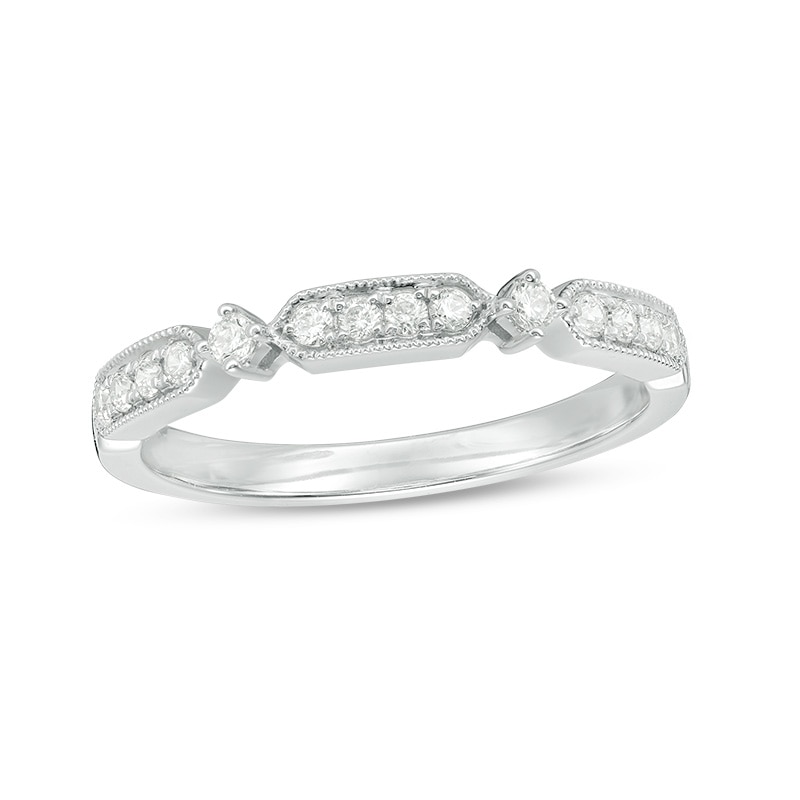 Main Image 1 of Previously Owned - 1/5 CT. T.W. Diamond Art Deco Vintage-Style Band in 10K White Gold