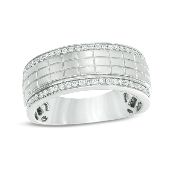 Previously Owned - 1/4 CT. T.w. Diamond Grid Pattern Wedding Band in 10K White Gold