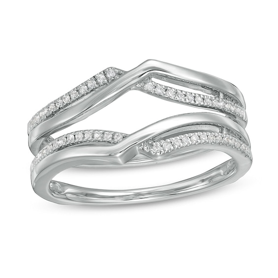 Previously Owned - 1/8 CT. T.w. Diamond Crossover Solitaire Enhancer in 14K White Gold