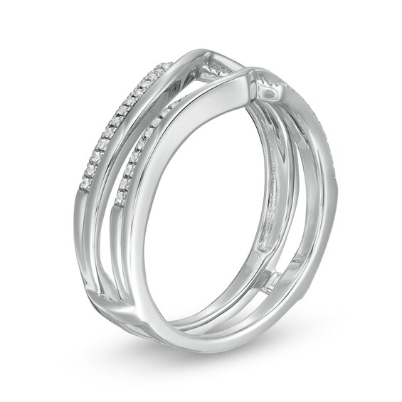 Previously Owned - 1/8 CT. T.w. Diamond Crossover Solitaire Enhancer in 14K White Gold