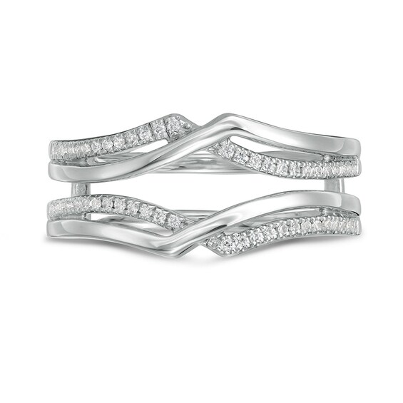 Previously Owned - 1/8 CT. T.w. Diamond Crossover Solitaire Enhancer in 14K White Gold