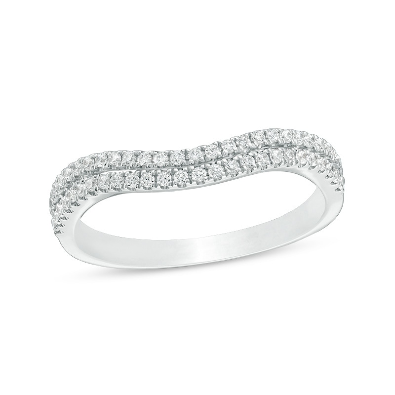 Main Image 1 of Previously Owned - 1/4 CT. T.W. Diamond Double Row Contour Anniversary Band in 10K White Gold