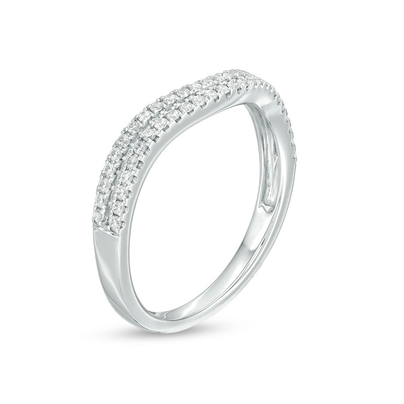 Main Image 2 of Previously Owned - 1/4 CT. T.W. Diamond Double Row Contour Anniversary Band in 10K White Gold