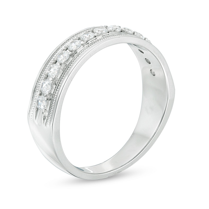 Main Image 2 of Previously Owned - 1/2 CT. T.W. Diamond Vintage-Style Wedding Band in 10K White Gold