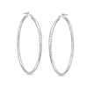 Thumbnail Image 1 of Previously Owned - 40.0mm Diamond-Cut Hoop Earrings in 14K White Gold