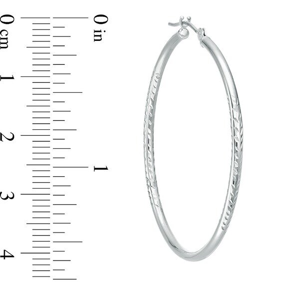 Previously Owned - 40.0mm Diamond-Cut Hoop Earrings in 14K White Gold