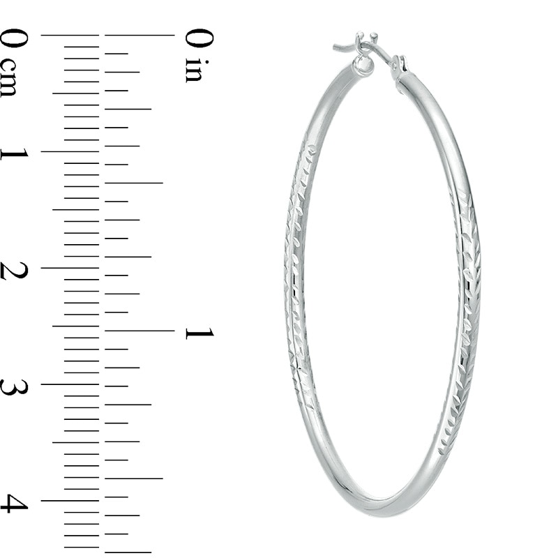 Main Image 2 of Previously Owned - 40.0mm Diamond-Cut Hoop Earrings in 14K White Gold