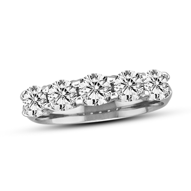 Main Image 1 of Previously Owned - 1-1/6 CT. T.W. Diamond Five Stone Anniversary Band in 14K White Gold