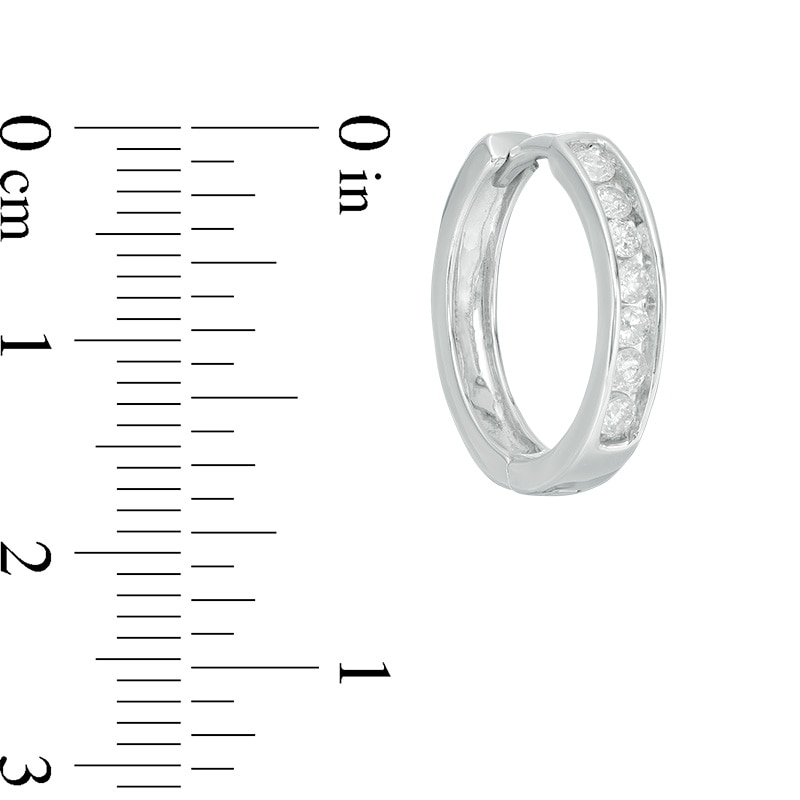 Main Image 2 of Previously Owned - 1/2 CT. T.W. Diamond Huggie Hoop Earrings in 10K White Gold