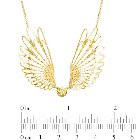 Previously Owned - Diamond-Cut Angel Wings Necklace in 10K Gold - 19"