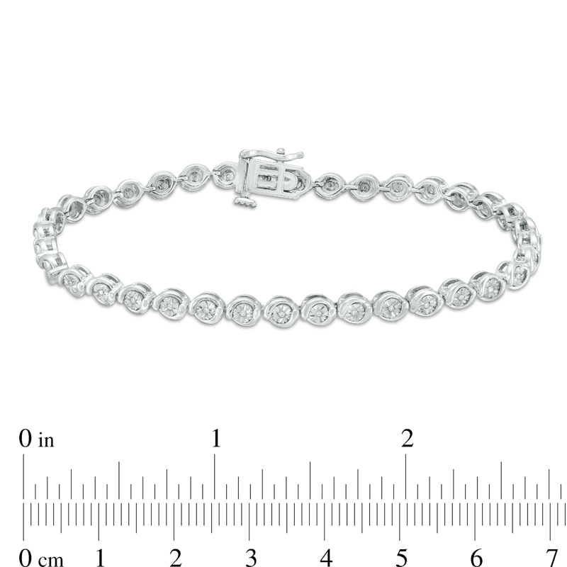 Main Image 3 of Previously Owned - 1/10 CT. T.W. Diamond Orbit Bracelet in Sterling Silver - 7.25"