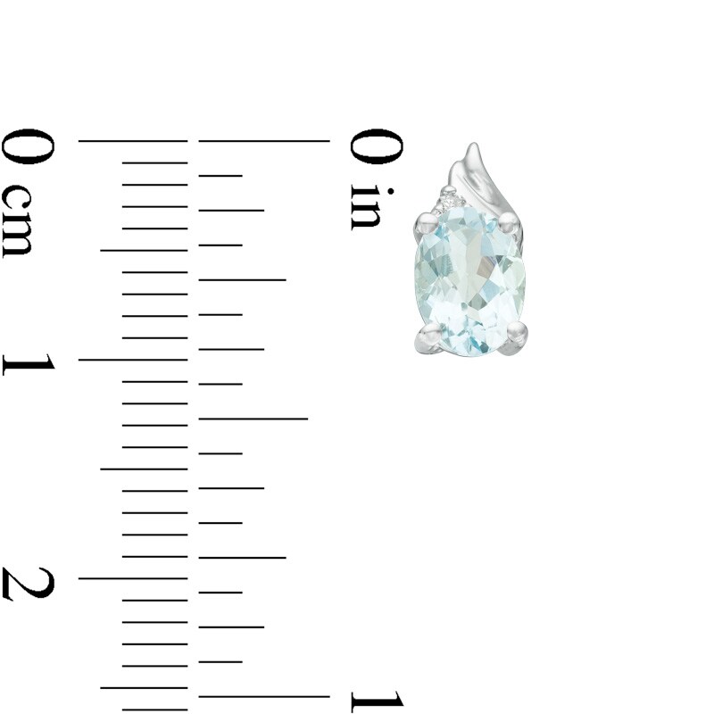 Main Image 2 of Previously Owned - Oval Aquamarine and Diamond Accent Swirl Top Drop Earrings in 10K White Gold