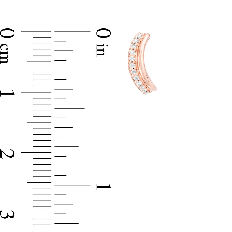 Main Image 2 of Previously Owned - 1/10 CT. T.W. Diamond Curve J-Hoop Earrings in 10K Rose Gold