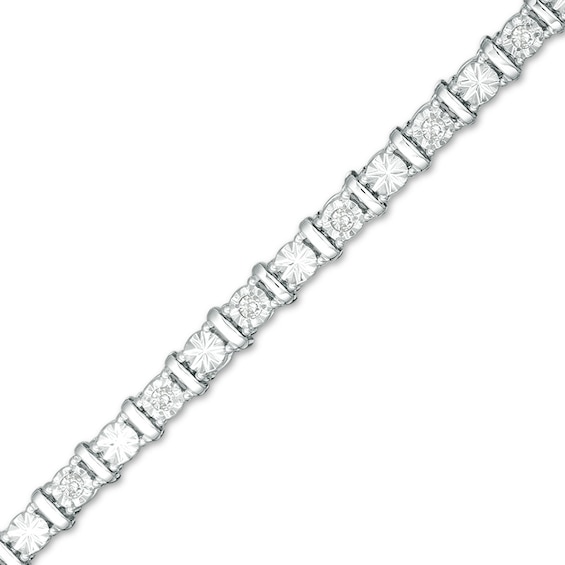Previously Owned - 1/4 CT. T.w. Diamond Bar Tennis Bracelet in Sterling Silver - 7.25"