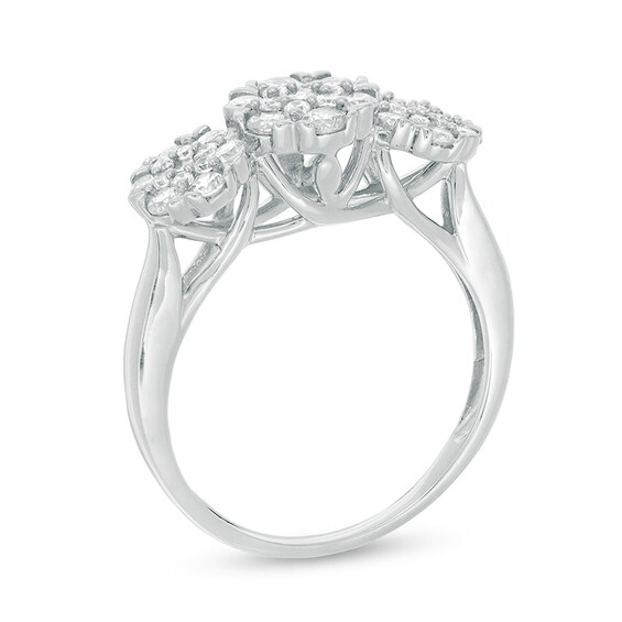 Previously Owned - 1 CT. T.w. Composite Diamond Three Stone Ring in 10K White Gold