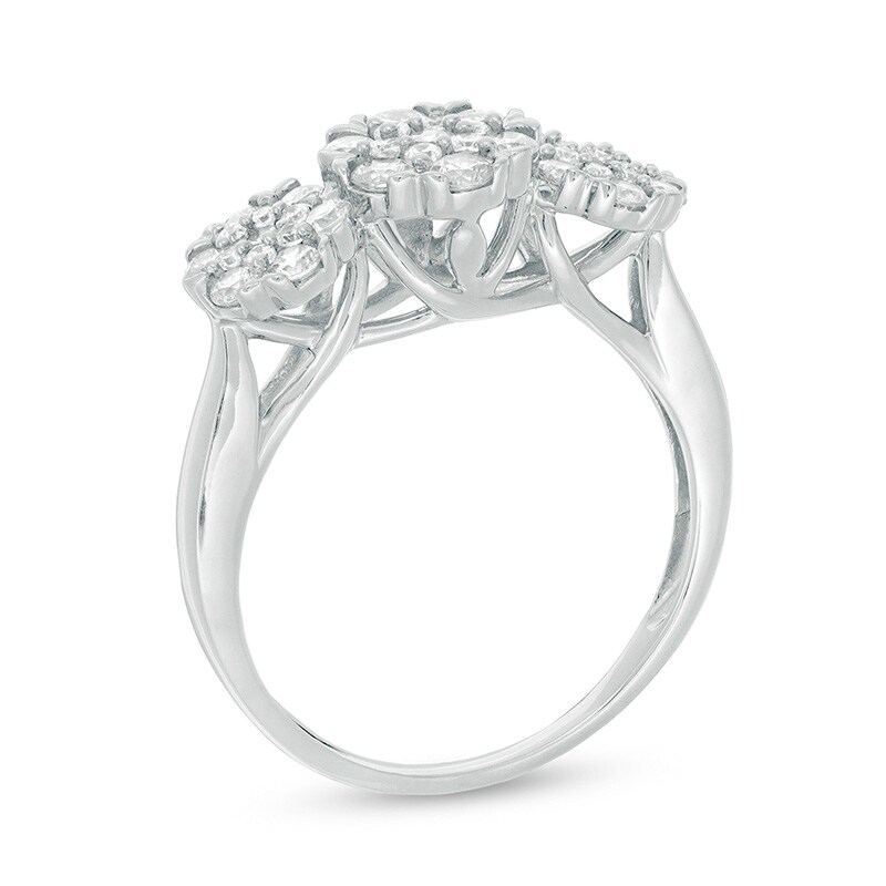 Main Image 2 of Previously Owned - 1 CT. T.W. Composite Diamond Three Stone Ring in 10K White Gold