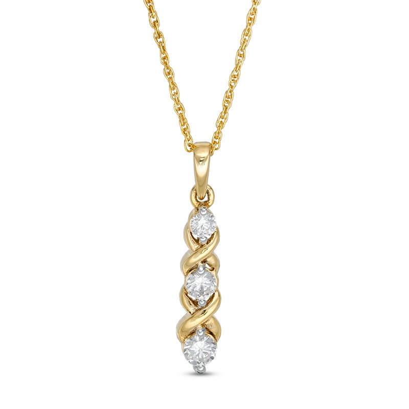 Main Image 1 of Previously Owned - 1/3 CT. T.W. Diamond Three Stone "XO" Pendant in 10K Gold