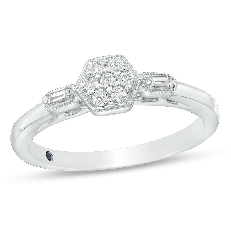Main Image 1 of Previously Owned - Cherished Promise Collection™ 1/6 CT. T.W. Composite Diamond Promise Ring in Sterling Silver