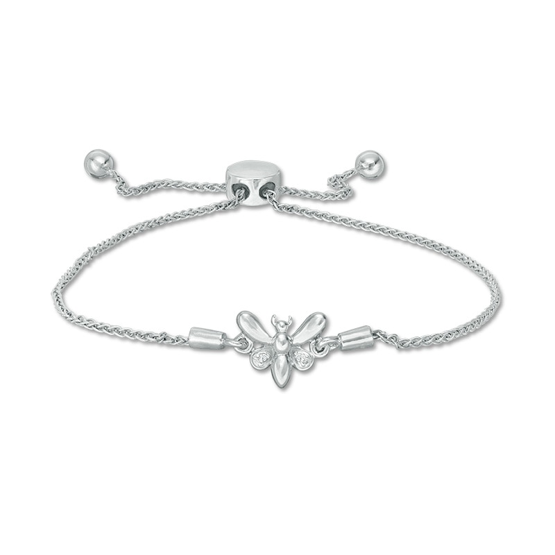 Main Image 1 of Previously Owned - Diamond Accent Butterfly Bolo Bracelet in Sterling Silver - 9.5"