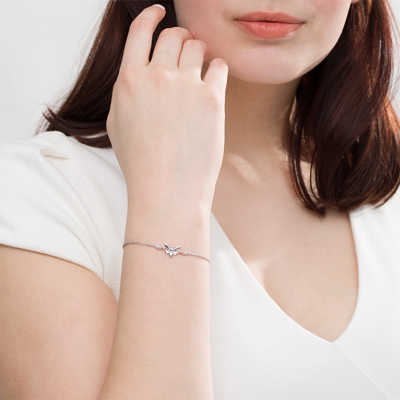 Main Image 2 of Previously Owned - Diamond Accent Butterfly Bolo Bracelet in Sterling Silver - 9.5"