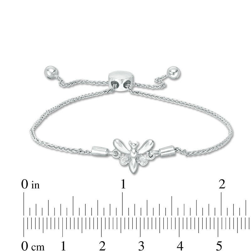 Main Image 3 of Previously Owned - Diamond Accent Butterfly Bolo Bracelet in Sterling Silver - 9.5"