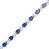 Thumbnail Image 1 of Previously Owned - Pear-Shaped Lab-Created Blue and White Sapphire Trios Bracelet in Sterling Silver