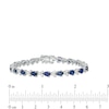 Thumbnail Image 4 of Previously Owned - Pear-Shaped Lab-Created Blue and White Sapphire Trios Bracelet in Sterling Silver