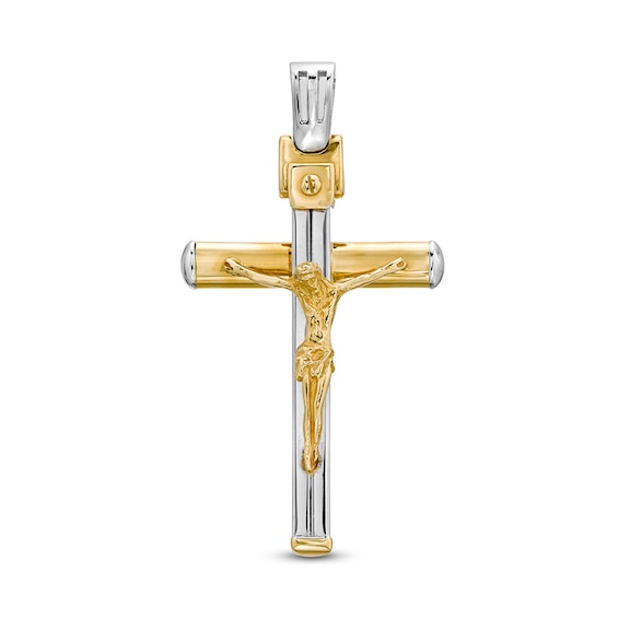 Previously Owned - Made in Italy Crucifix Necklace Charm in 10K Two-Tone Gold